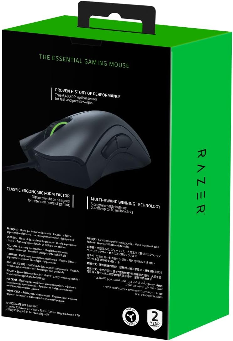 Razer DeathAdder Essential (2021) - Kabelgebundene Gaming-Maus mit Optischem Sensor mit 6400 DPI (5