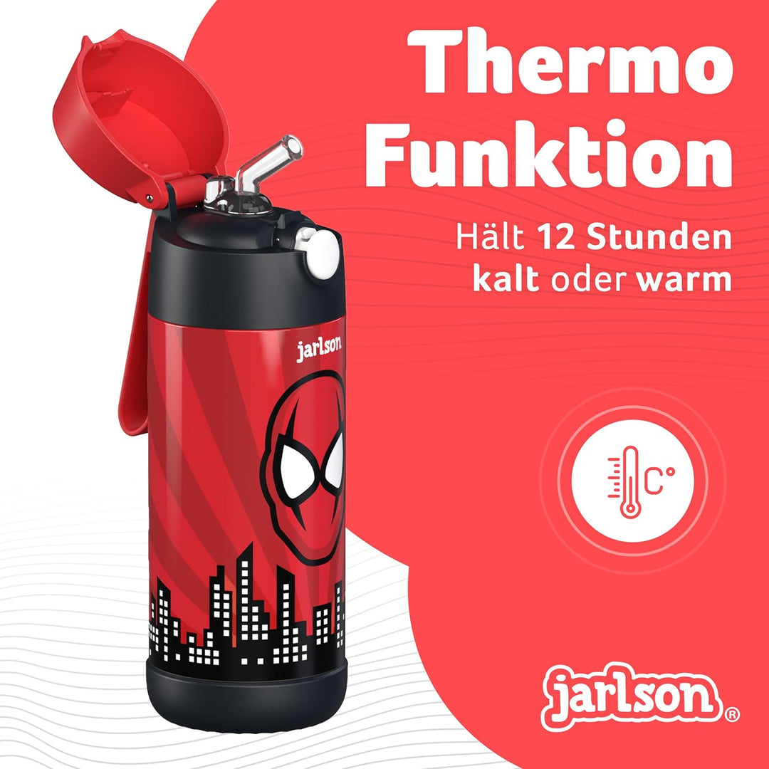 JARLSON® Trinkflasche Kinder "CHARLI" - TÜV geprüft - Thermo Edelstahl Wasserflasche 350ml - BPA fre