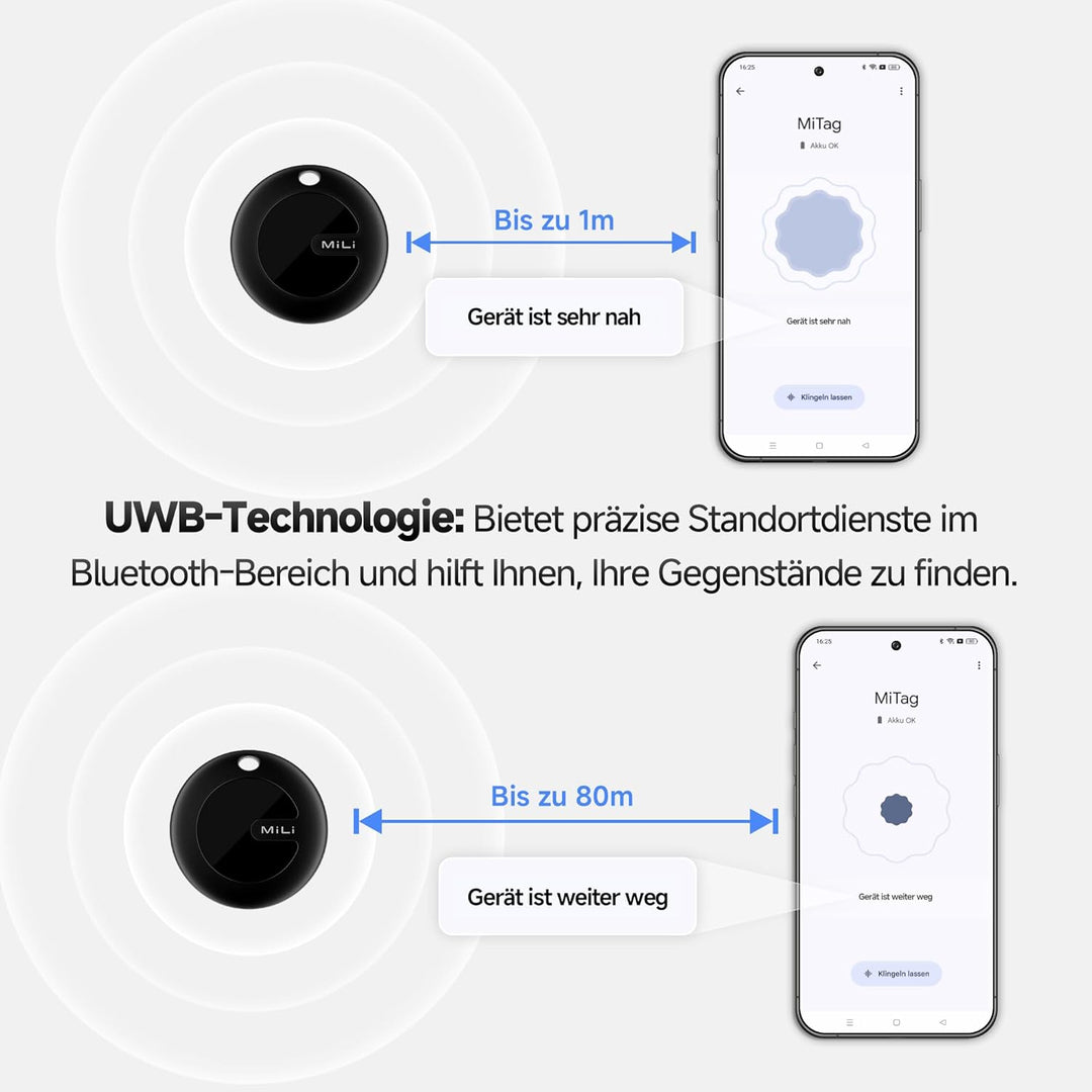 MiLi MiTag Android Smart Tag, Schlüsselfinder KeyFinder kompatibel mit Google Mein Gerät Finden APP