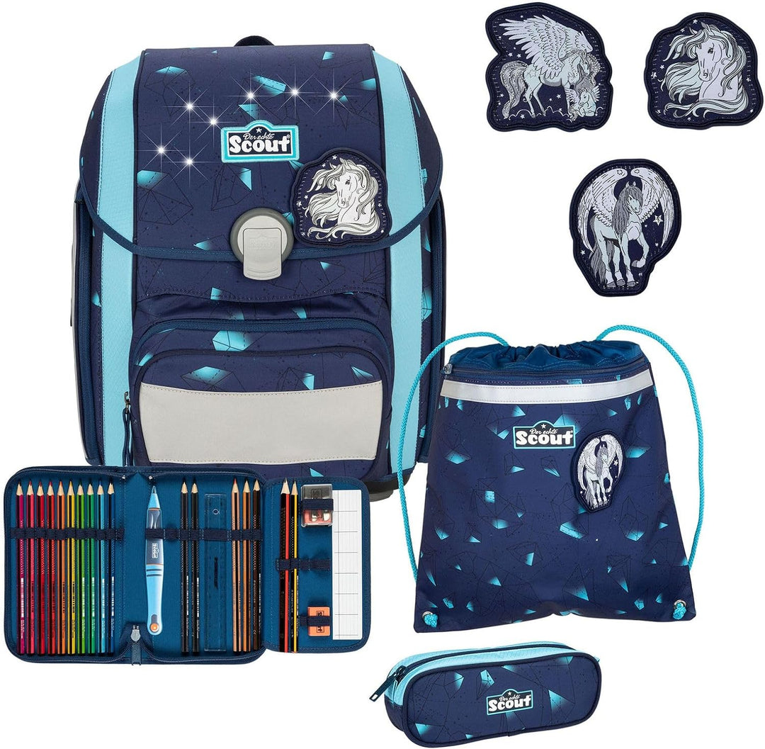 Scout Schulranzen Set Genius Exklusive LED Pegasus mit Turnbeutel