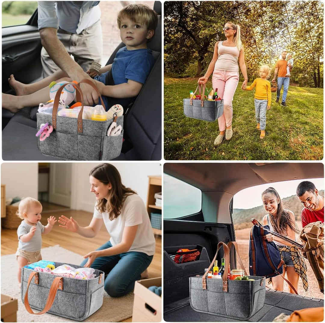 Filztasche Einkaufskorb, 16L Filztaschen Einkaufstasche mit Fächern, Filztasche Storage Faltbar, Rob