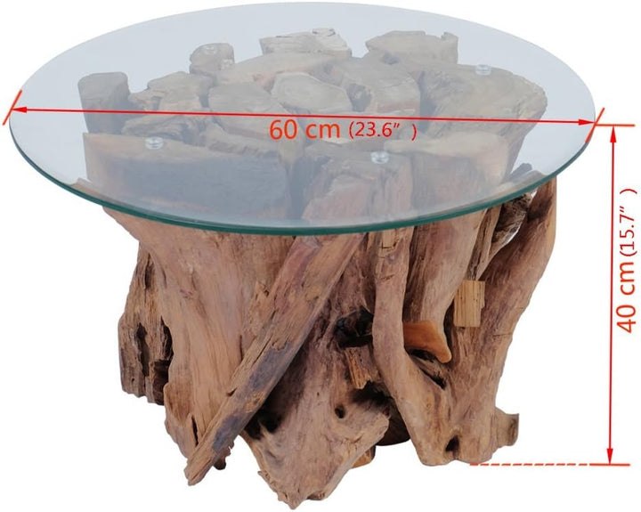 Festnight Couchtisch Kaffeetisch Coffeetisch mit Tischfuss aus Massives Teak-Treibholz Ideal als Bei