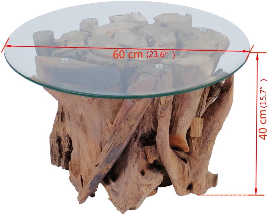Festnight Couchtisch Kaffeetisch Coffeetisch mit Tischfuss aus Massives Teak-Treibholz Ideal als Bei