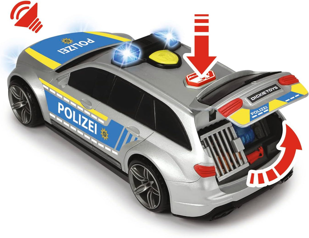Dickie Toys Mercedes-AMG E43 Polizeiauto, Polizei, motor. Spielzeugauto, Heckklappe öffnet per Knopf