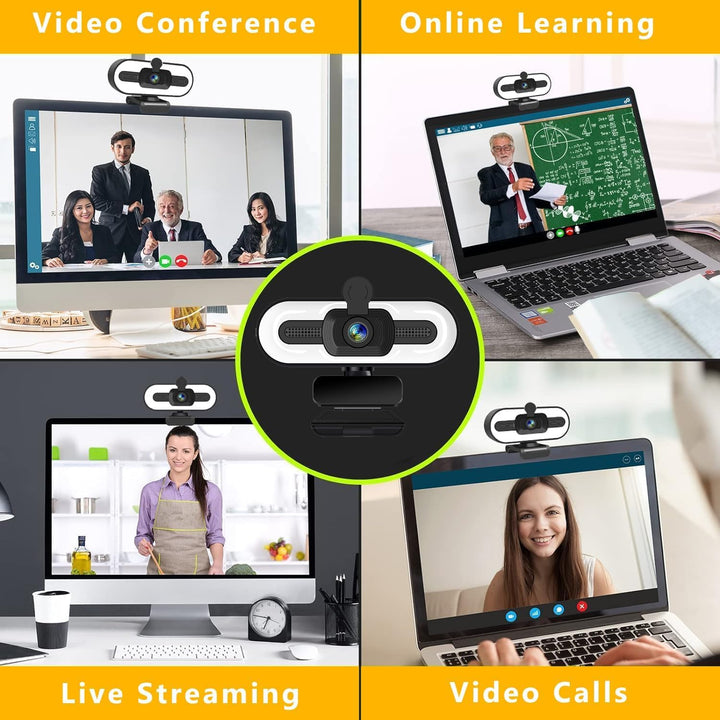 GKEAPZA Webcam mit Ringlichtmikrofon - Streaming Web Kamera, 1080P Full HD Pro Kamera für PC Mac Lap