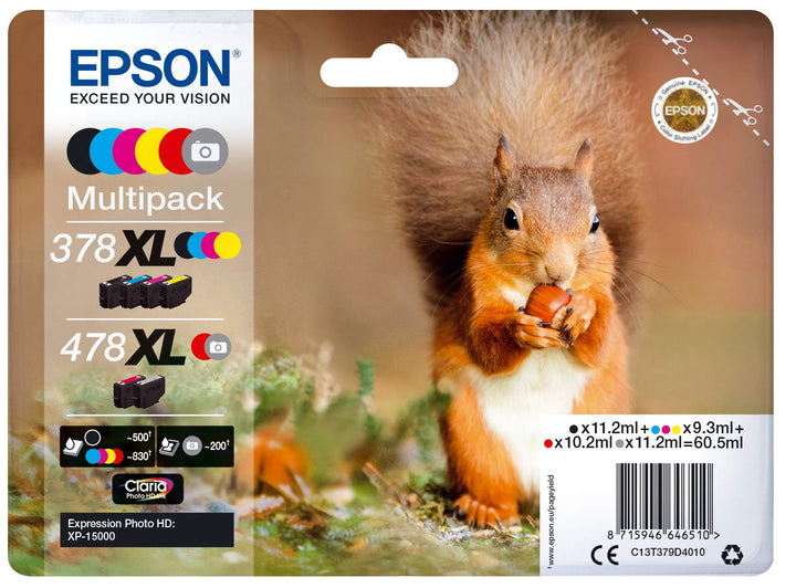 Epson Original 378XL/478XL Tinte Eichhörnchen, XP-15000, Multipack 6-farbig Multipack 378/478 XL Sin