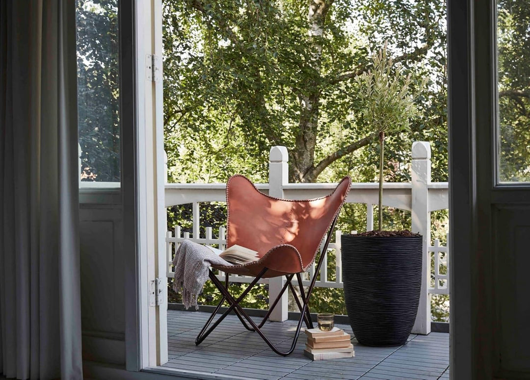 Capi Europe - Gefäss elegant niedrig Rib NL - 46x58 - Anthrazit - Öffnung Ø38 - Blumentopf für den I