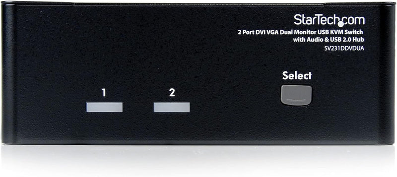 StarTech.com Dual DVI VGA 2 Port Monitor Audio Switch 2-fach KVM Umschalter USB 2.0 1920x1200 - 2 x