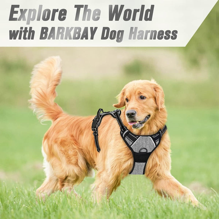 BARKBAY No Pull Dog Harness Front Clip Heavy Duty Reflective Easy Control Handle for Large Dog Walki