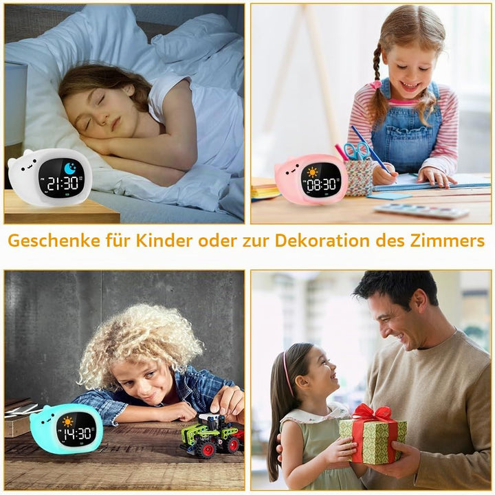HOTUT Kinder Lichtwecker,Schlaftrainer Kinder mit Nachtlichtern,6 White Noise Kinderwecker,Digitaler