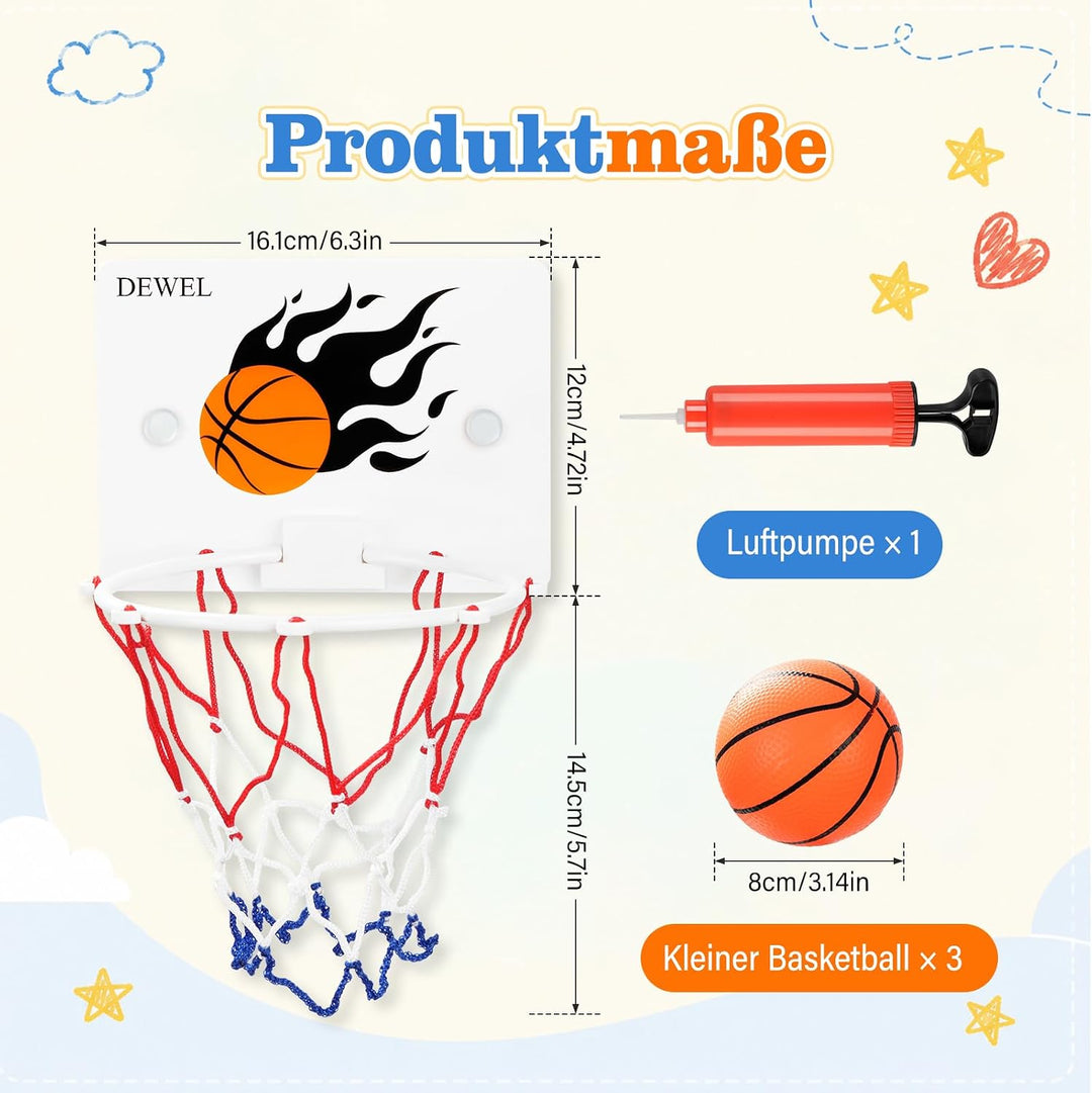 DEWEL Mini Basketballkorb Set, Basketball Korb Indoor für Kinder, Basketball Korb im Zimmer Wandmont