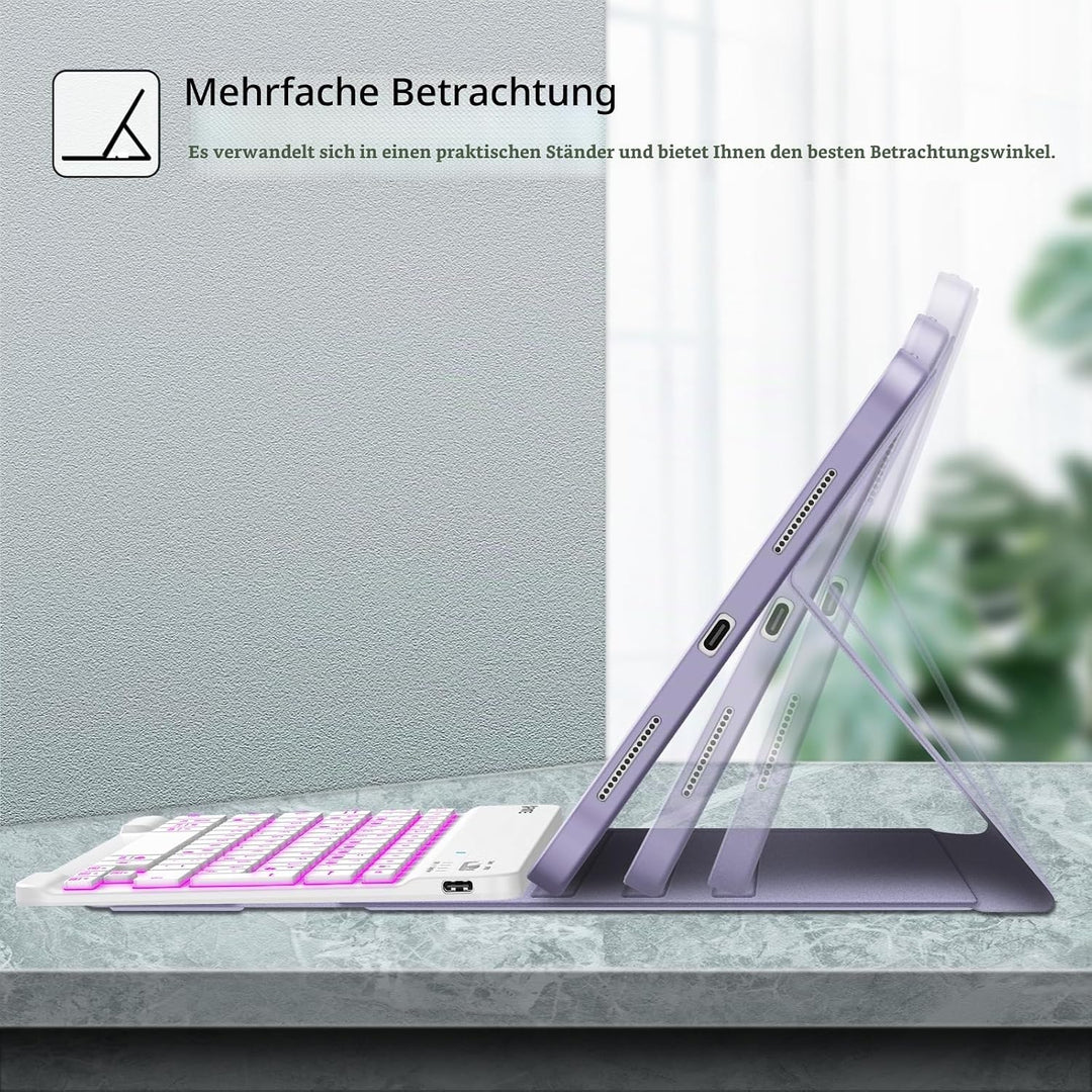 Fintie Tastatur Hülle für iPad 10. Generation 2022 (10.9 Zoll), Keyboard Case mit 7-farbig Beleuchte