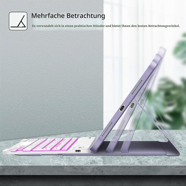 Fintie Tastatur Hülle für iPad 10. Generation 2022 (10.9 Zoll), Keyboard Case mit 7-farbig Beleuchte