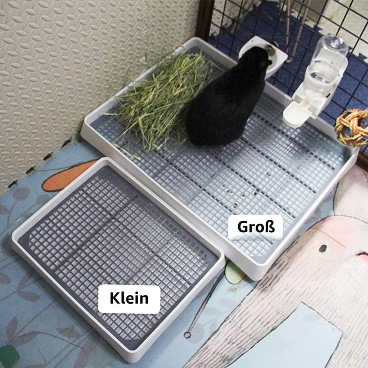 Super grosse Kaninchentoilette mit Rost, extra grosse Hasentoilette L(+1 Kunststoffgitter), L(+1 Kun