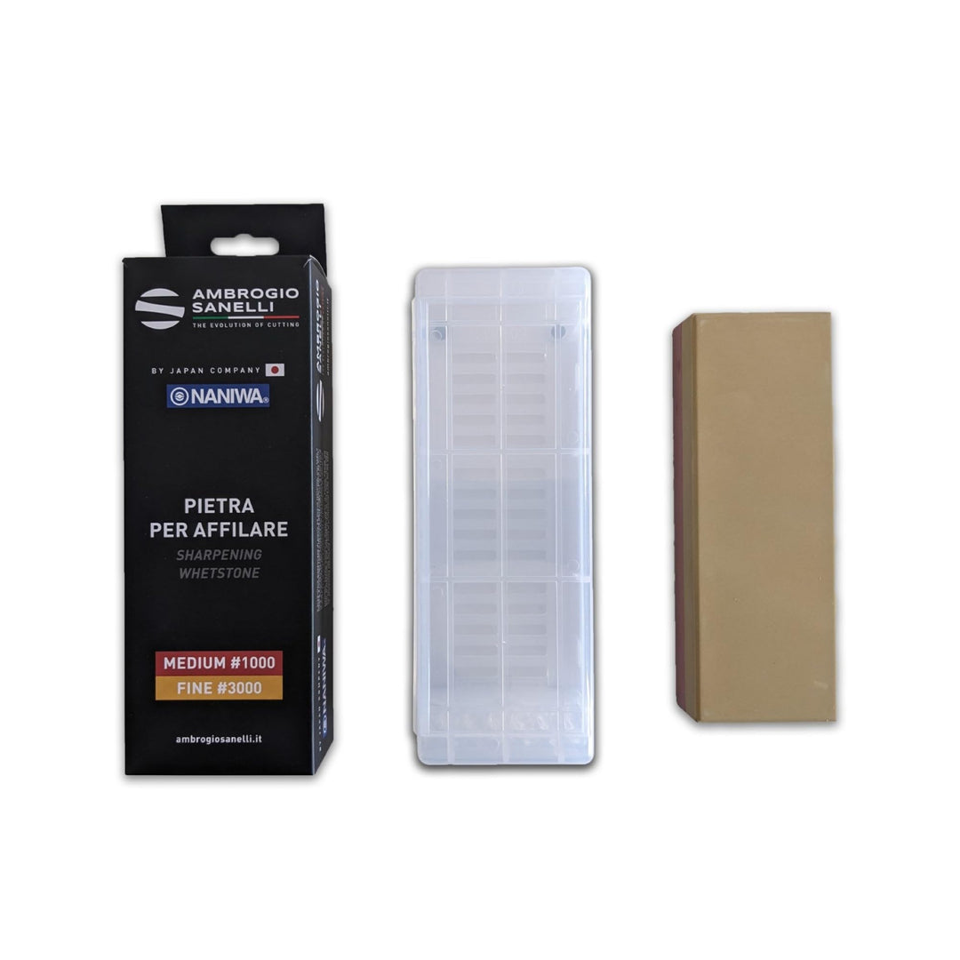 Sanelli Ambrogio, Naniwa Basic Stone 2-in-1 Kombi-Messerschärfer, mittlere Körnung #1000 und Finishi