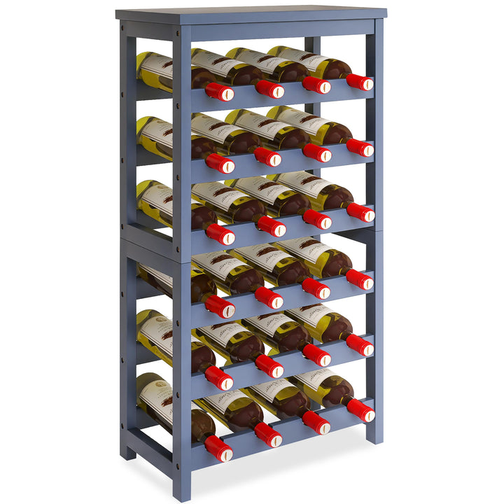 Weinregal, 6 Etagen 24 Flaschen Bambus Wein Organizer Halter, Boden Freistehende Wobble-Free Wein Di
