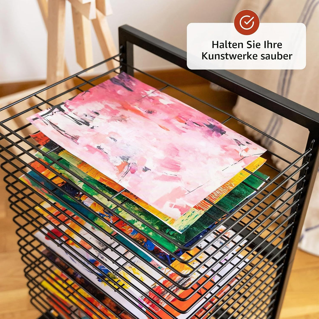 ODOXIA Bilder Trockengestell KLEIN für Klassenzimmer | KOMPAKTES, funktionales &amp; mobiles Bildertrock