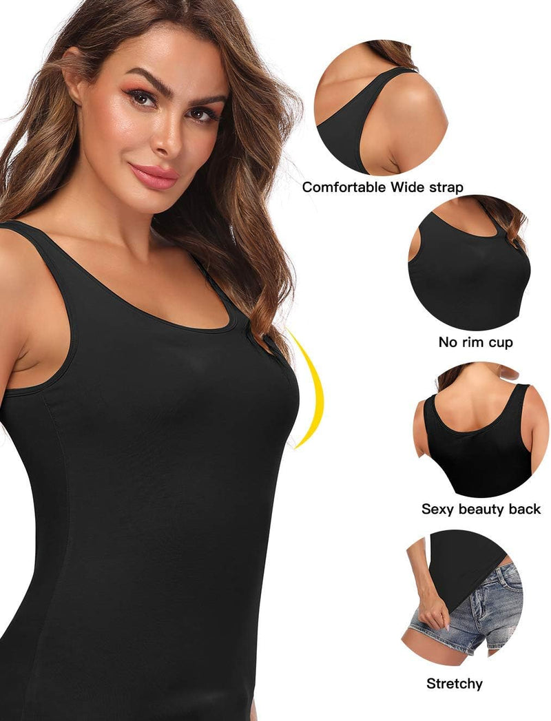 STARBILD Damen Unterhemd BH-Hemd Basic U-Ausschnitt Eingebauter BH Bügelloser Gepolstert Tank Tops,