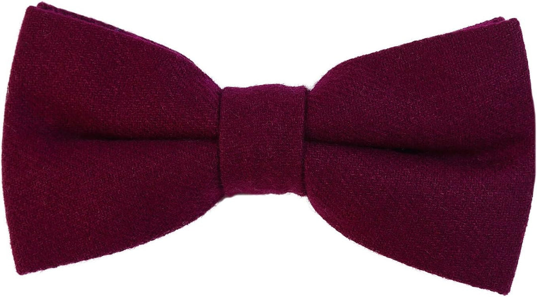 DonDon Herren Fliege gebunden längenverstellbar und Einstecktuch aus Baumwolle Beere, Beere
