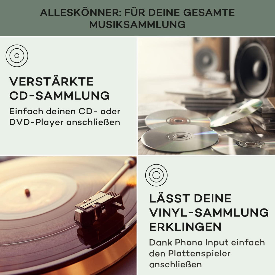 Auna Verstärker, HiFi Stereo Mini Verstärker, HiFi-Verstärker mit Bass & Treble Regler, 2 Kanal Audi