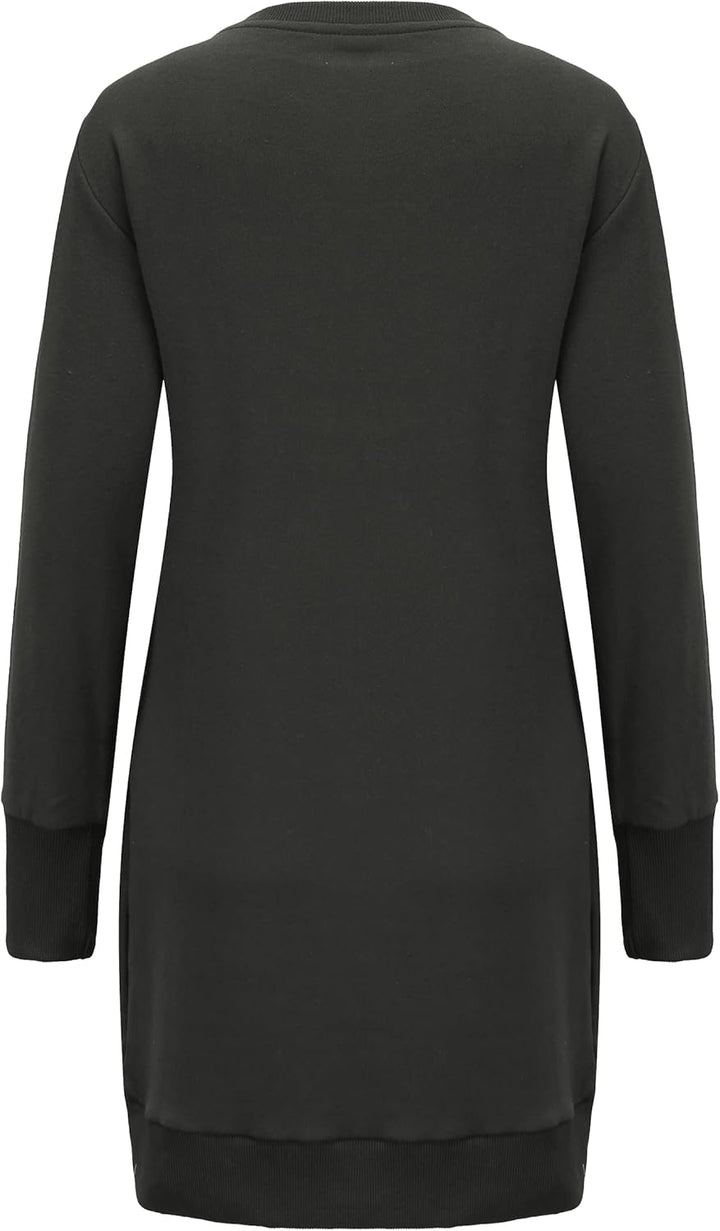 DOTIN Damen Sweatkleid Langarm Sweatshirt Pulloverkleid Herbst Hoodie Kleider Lässiges Jumper Tops S