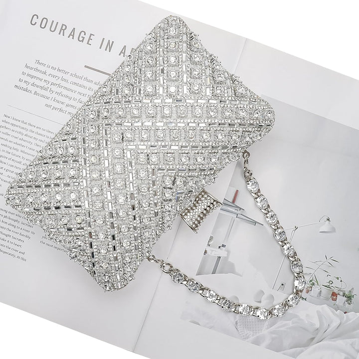 Vintage Clutch Damen, Glitzernde Kleine Abendhandtasche Schultertasche für Hochzeit, Party und Ball
