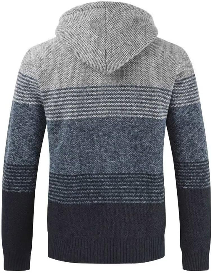 Herren Hoodie mit Kapuze Pullover Pulli Strick-Sweatshirt-Strickjacke-Cardigan, Freizeit-Winter-Kapu