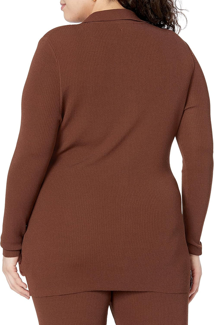 The Drop Constance Ripp-Pullover mit Knopfleiste für Damen S Schokoladenbraun, S Schokoladenbraun