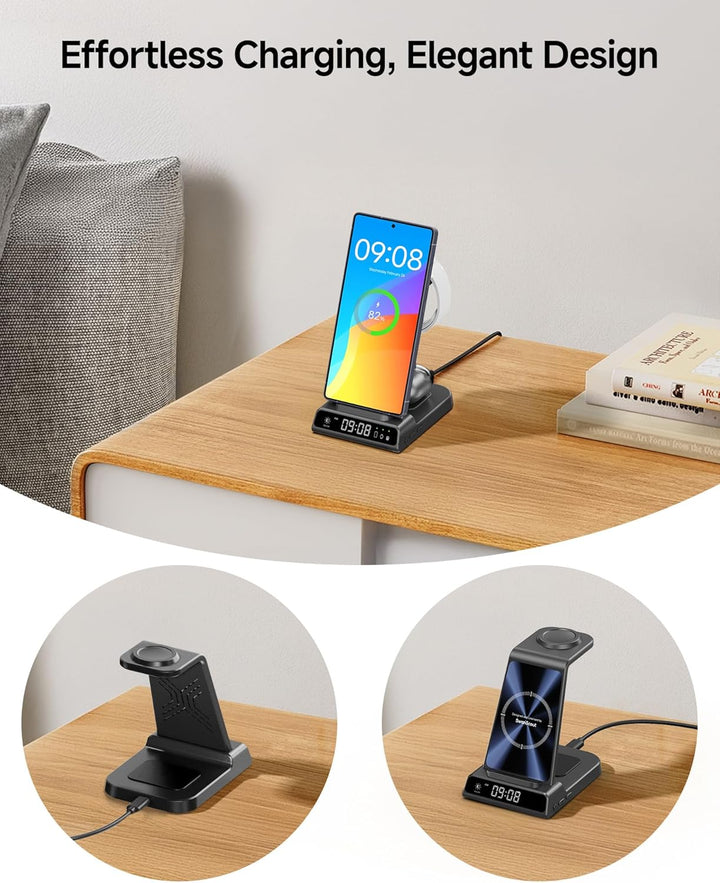 Induktive Ladestation für Samsung S25 Ultra, 3 in 1 Kabelloses Ladestation für Galaxy S25/S24/S23/Z