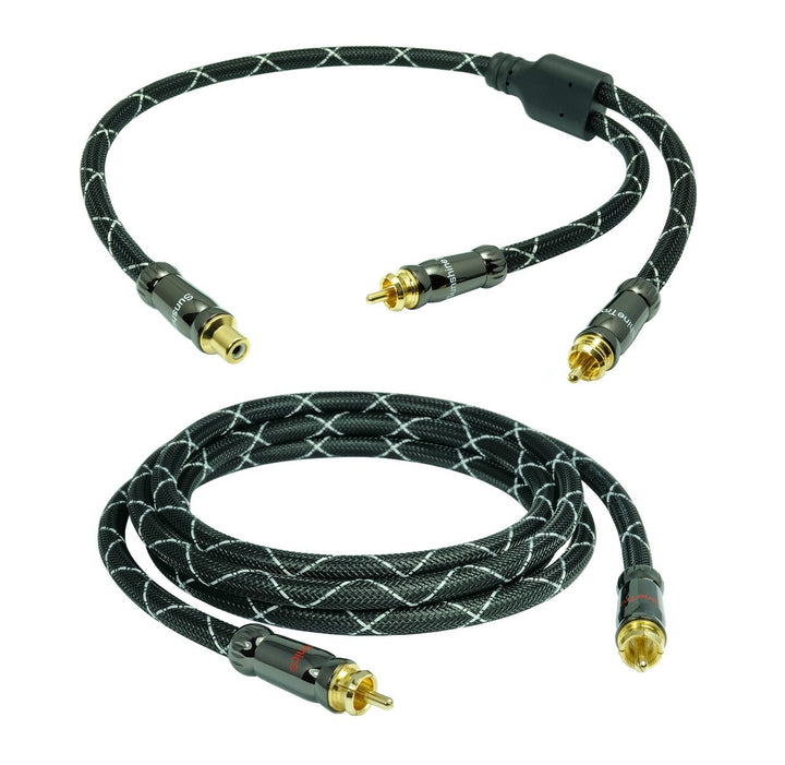 7,5 m SunshineTronic Blackline Subwoofer-Kabel + Subwoofer Y-Adapter