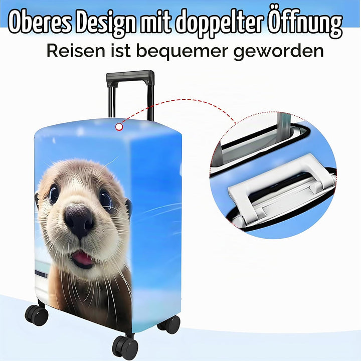 FANSU Elastisch Kofferhülle Kofferschutzhülle, 3D Wasser Otter Druck Kofferüberzug Schutzhülle mit R