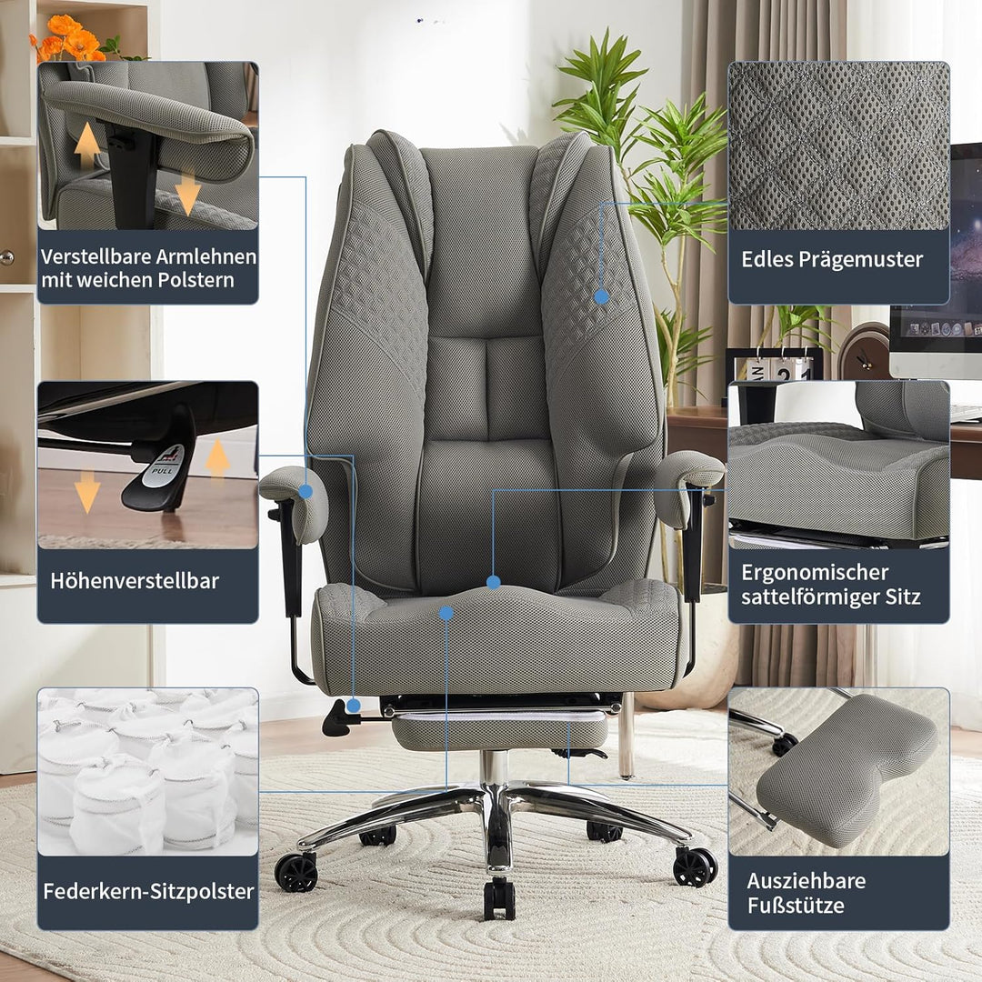 Ergonomischer Mesh-Bürostuhl – Executive Drehstuhl mit verstellbaren Armlehnen, Formschaum- & Tasche