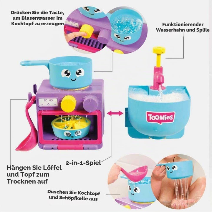 Toomies Bubble &amp; Bake Badewannen Küche, Baby Badespielzeug, Wasserspielzeug, Badespielzeug für Klein