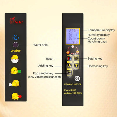 BREUAILY Brutautomat Vollautomatisch 24 Eier Inkubator HüHner mit LED -Eierlicht und Automatisches T