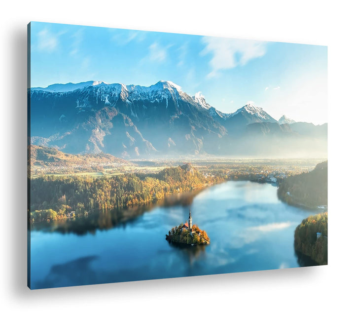 deyoli Bergsee in Slowenien Format: 100x70 als Leinwand, Motiv fertig gerahmt auf Echtholzrahmen, Ho