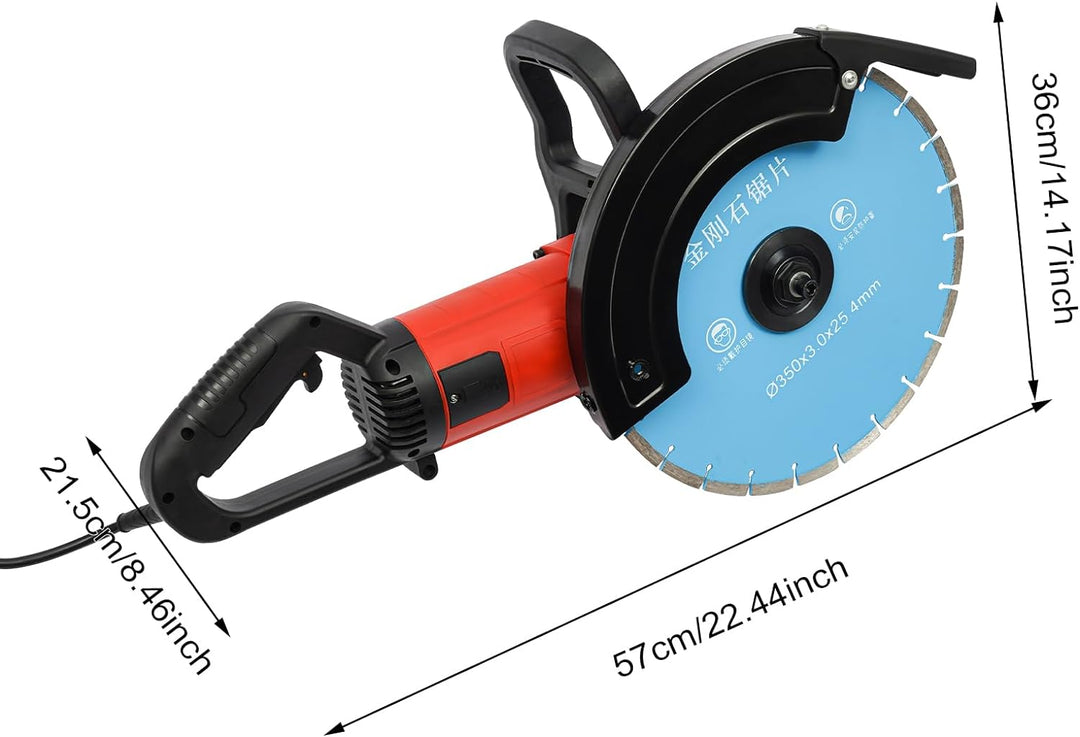 Mauernutfräse 3500W, Betonschneider 3800 U/min Schneidetiefe 85-140mm für Granit Beton Marmor Zement