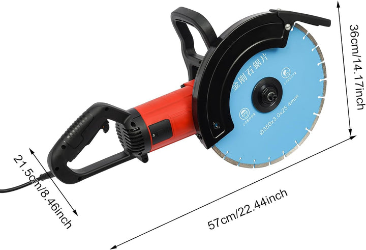 Mauernutfräse 3500W, Betonschneider 3800 U/min Schneidetiefe 85-140mm für Granit Beton Marmor Zement