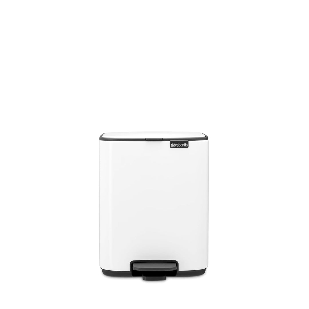 Brabantia Bo Treteimer 7 L (weiss), platzsparender Mini Mülleimer mit Soft-Close-Funktion und leicht