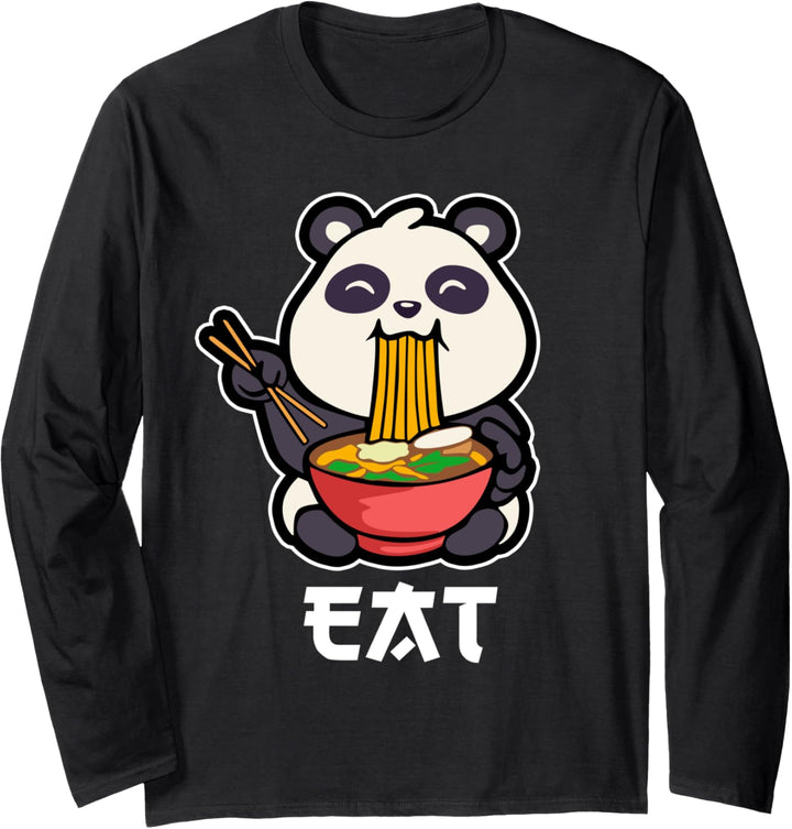 Ramen Noodles Niedlicher Pandabär Langarmshirt