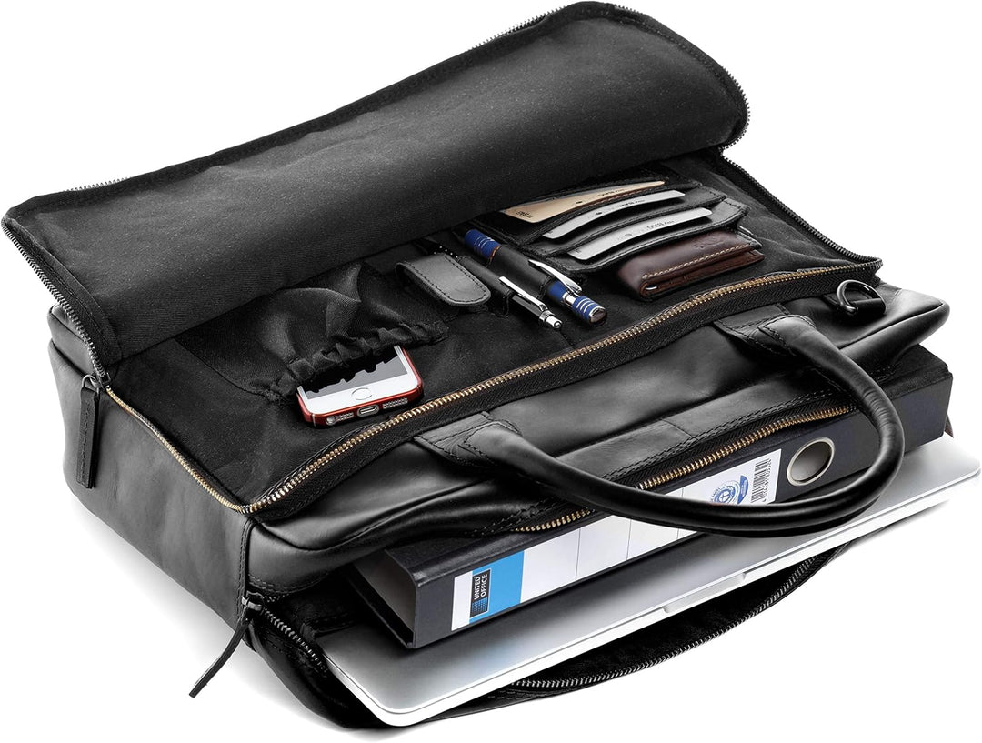 SID &amp; VAIN grosse Laptoptasche echt Leder - 15.4 Zoll Laptop Business-Tasche RYAN XL - Umhängetasche