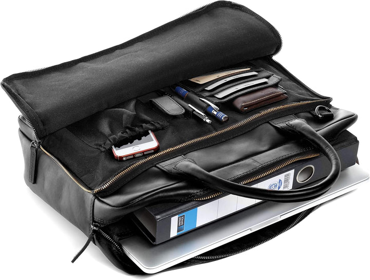 SID &amp; VAIN grosse Laptoptasche echt Leder - 15.4 Zoll Laptop Business-Tasche RYAN XL - Umhängetasche