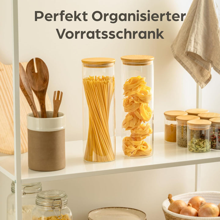 Praknu Vorratsdosen für Spaghetti 2er Set - Luftdicht mit Deckel - Spülmaschinenfest - Hoch 30cm