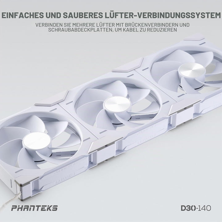 Phanteks D30 PWM Regular Airflow, D-RGB Lüfter - 140mm, weiss Standard x1 Black, Standard x1 Black