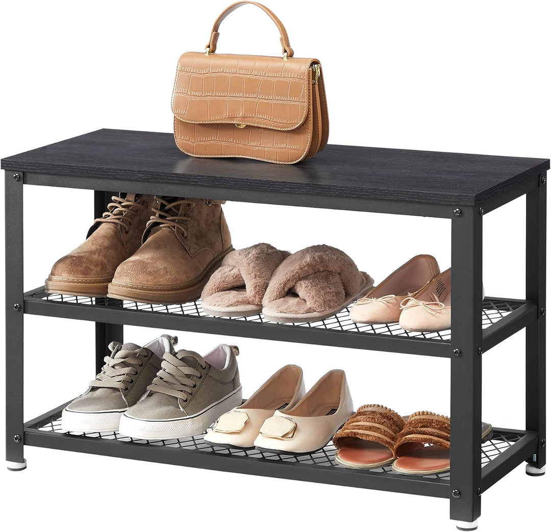 ACAZA Schuhbank, Schuhregal mit 3 Ebenen, Metallgestell, für Eingang, Wohnzimmer, Flur, 73 x 30 x 45