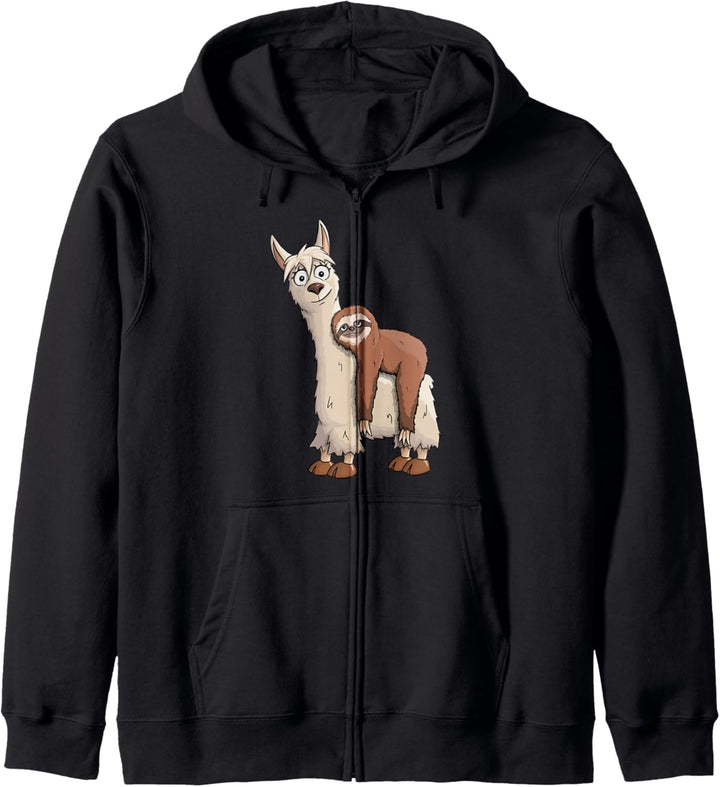 Chill Out Faultier reitet Lama Trendy Alpaka Style Kapuzenjacke