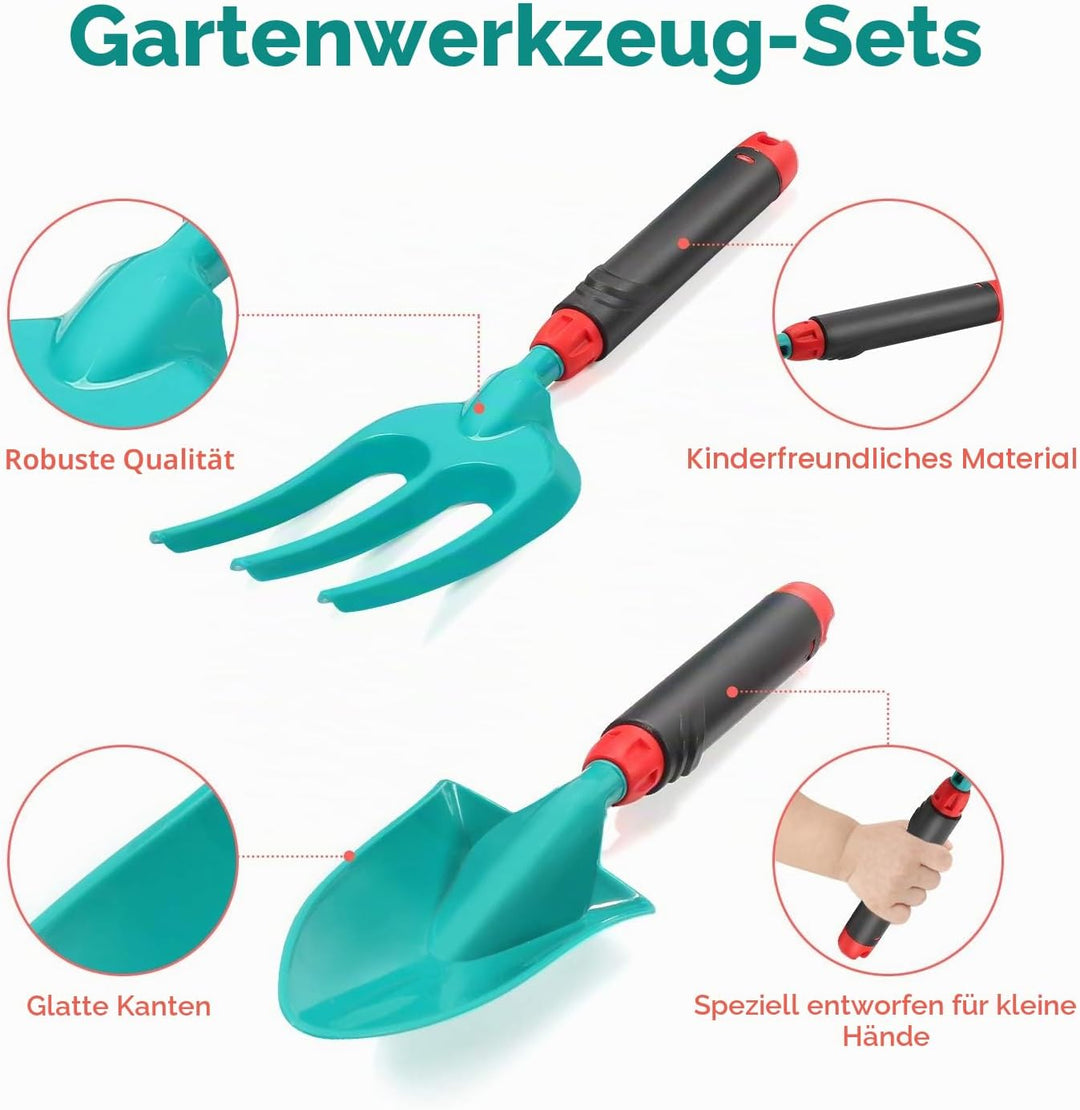 CUTE STONE Schubkarre für Kinder, Gartenwerkzeug-Set für Kinder, Gartenspielzeug mit Schubkarre, Han