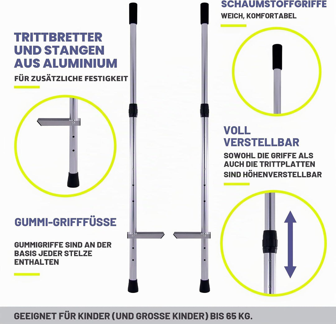 Indy Jumbo-Stelzen, Chrom, für Kinder, Grösse M