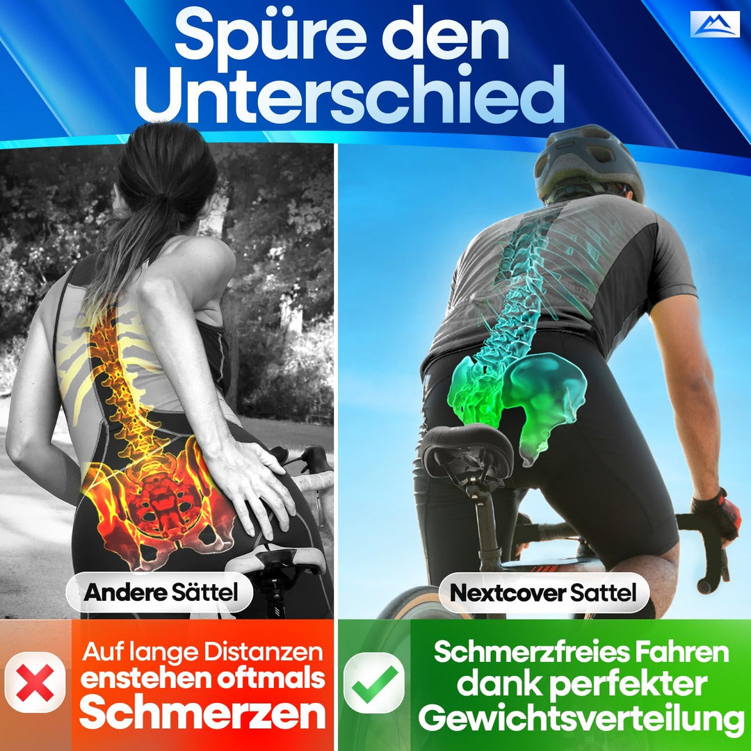 NEXTCOVER® Fahrradsattel mit Memory-Foam 2.0 und [Volume-Air] Federung I maximaler Fahrkomfort I erg