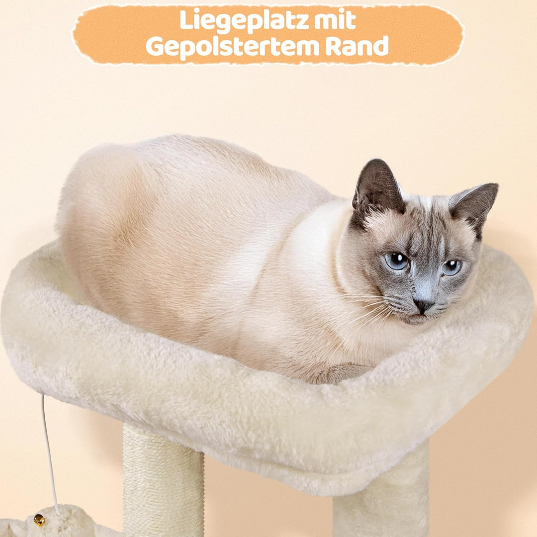 Yaheetech Kratzbaum 87 cm Katzenbaum Kletterbaum, mit Aussichtsplattform Liegemulde Katzenhöhle Sisa