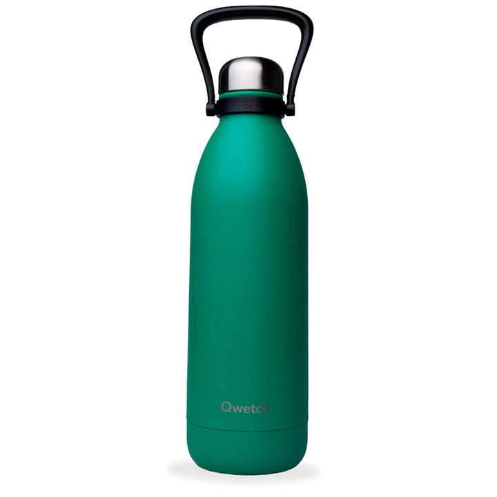 QWETCH - Isothermische Flasche - Titan Matt Grün 1,5 L - 48h kalt &amp; 16h heiss - BPA frei, wasserdich
